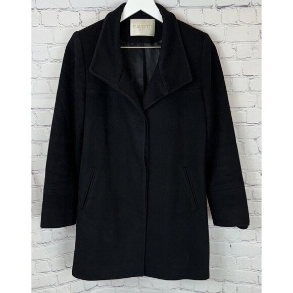 FLEURETTE Women’s Button-Up Loro Piana 100% Wool Coat Black Italy Size 4 - Picture 1 of 10